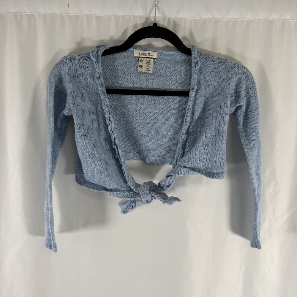 Matilda Jane Cardigan Girls 4 Blue Long Sleeve Knit Tie Front